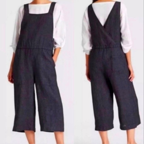 Eileen Fisher 3X 100% Organic Linen Overalls Jumpsuit Cropped Wide Leg Women's - Picture 11 of 11